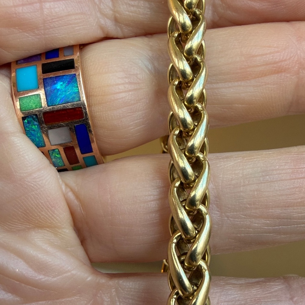 David Yurman 18 karat gold and diamond wheat bracelet - Picture 9 of 9
